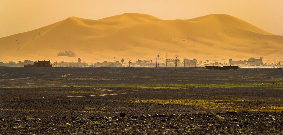 Merzouga dunes beside the black desert